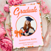 Wildblumen Orange Gingham Schleife Foto Abschlussf