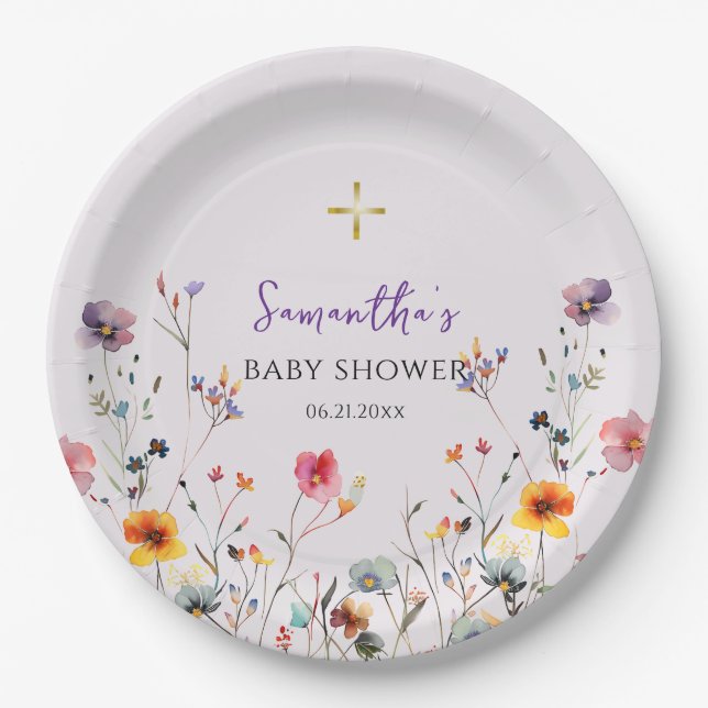 Wildblumen Orthodoxe Christliche Babydusche Pappteller (Vorderseite)