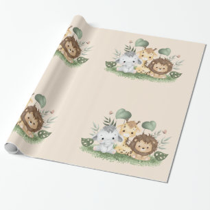 Wildblumen-Party-Tier-Safari Geschenkpapier