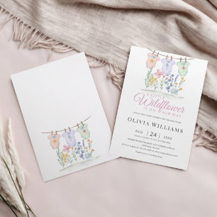 Wildblumen Pastell Blumen Baby-Party Einladung
