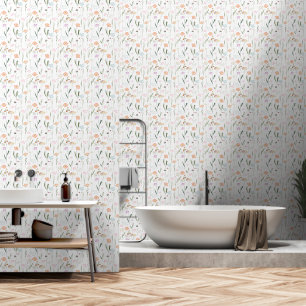 Wildblumen Peach Green Tapete