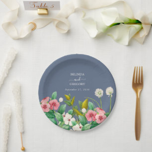 Wildblumen Periwinkle Dusty Blue Wedding Pappteller