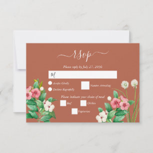 Wildblumen Periwinkle Orange Terracotta Wedding RSVP Karte