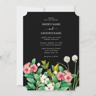 Wildblumen Periwinkle Watercolor Black Wedding Einladung
