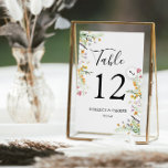 Wildblumen personalisiert Hochzeit Tischnummer<br><div class="desc">Wildblumen Tischnummer-Karte,  personalisiert mit dem Namen der Braut und Goom.</div>