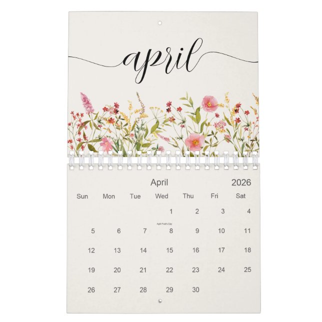 Wildblumen Personalisiert Kalender (Apr 2026)