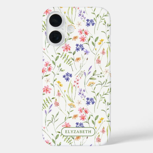 Wildblumen Personalisiert Name weiß Case-Mate iPhone Hülle (Rückseite)