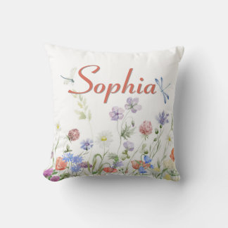 Wildblumen Personalisierter Individuelle Name Kissen