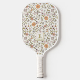 Wildblumen-Personalisierter Name-Monogramm  Pickleball Schläger