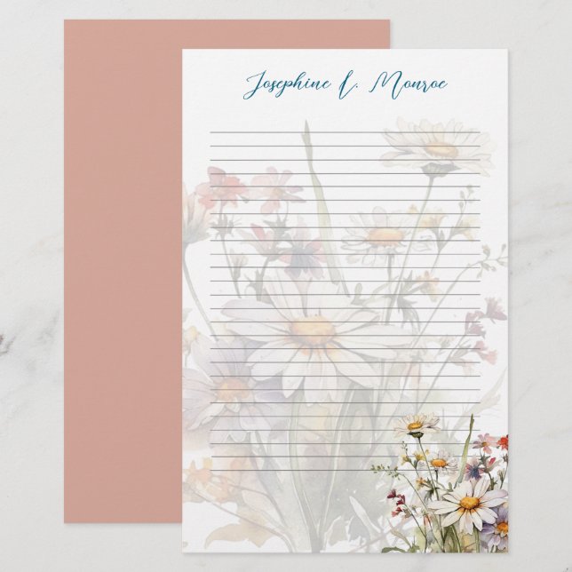 Wildblumen Personalisiertes Schreibpapier Briefpapier (Vorne/Hinten)