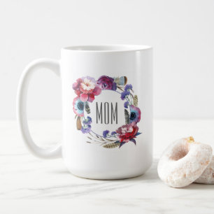 Wildblumen-Pfingstrose-Blumen mit Federn Muttertag Tasse