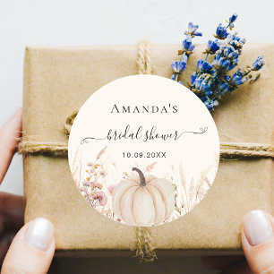 Wildblumen pfirsichfarbenes beige Kürbiskuit Braut Runder Aufkleber