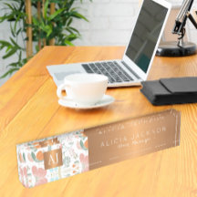 Wildblumen pfirsichfarbenes Kupfergold mit Monogra