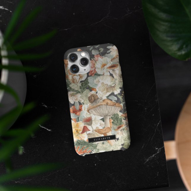Wildblumen-Pilz | Boho-Herbstwald-Monogramm Case-Mate iPhone Hülle (Von Creator hochgeladen)