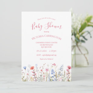 Wildblumen Pink Aquarell Blumendusche Einladung