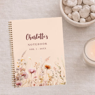Wildblumen Pink Peach name Skript Notizbuch