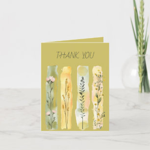 Wildblumen Pinselstriche Gelb und Grün Dankeskarte