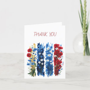 Wildblumen Pinselstriche Weiß Rot und Blau Dankeskarte