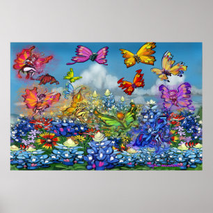 Wildblumen Pixie Party Groß Poster