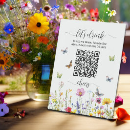 Wildblumen QR Code Brautparty Drink Menü Sockelschild