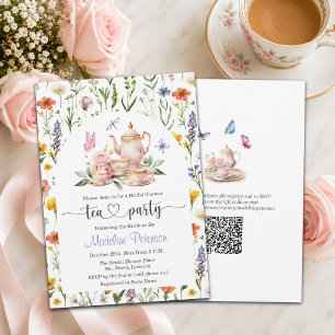 Wildblumen-QR-Code-Teeparty-Brautjungfern-Einladun Einladung