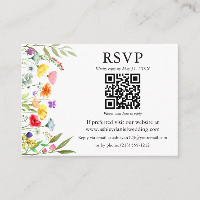 Wildblumen QR UAWG Wedding Begleitkarte (Vorderseite)