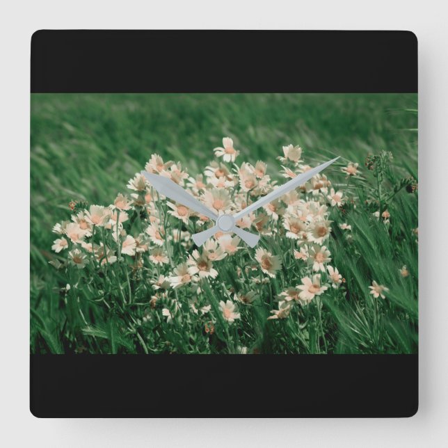 Wildblumen Quadratische Wanduhr (Vorderseite)