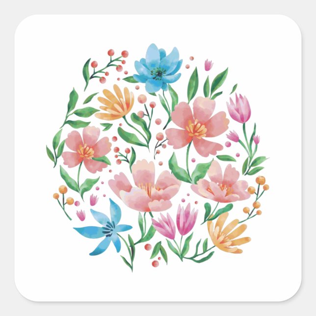 Wildblumen Quadratischer Aufkleber (Vorderseite)