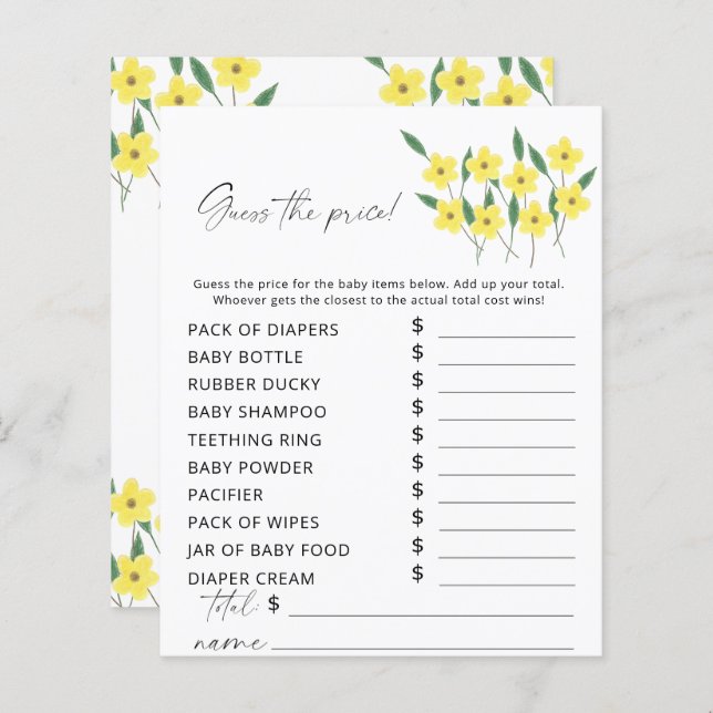 Wildblumen Raten Sie den Preis Spiel (Vorne/Hinten)