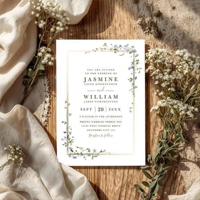 Wildblumen Rebe Rustikal Elegante QR-Code-Hochzeit Einladung (Von Creator hochgeladen)