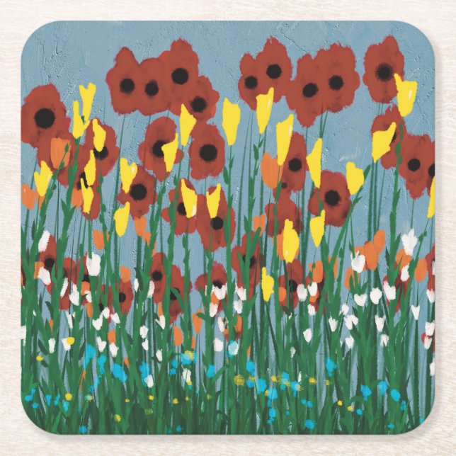 Wildblumen Rechteckiger Pappuntersetzer (Vorderseite)