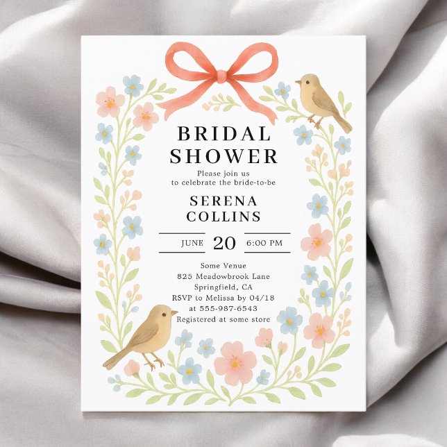 Wildblumen Red Bow Brautparty Postkarte (Von Creator hochgeladen)