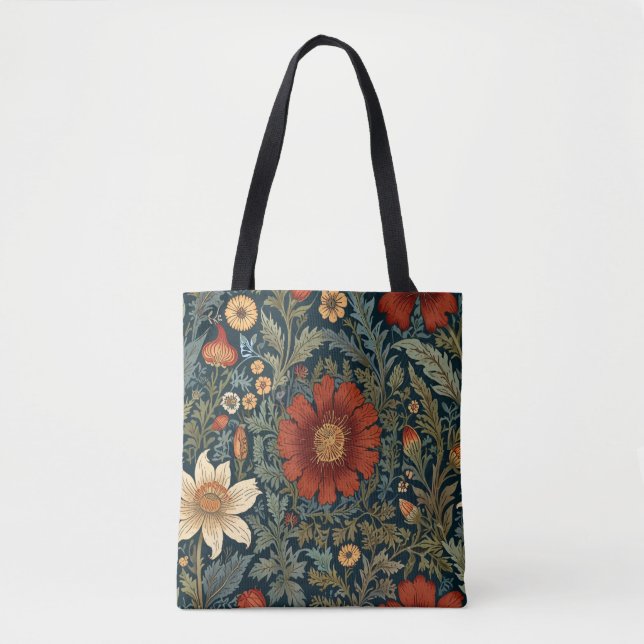 Wildblumen Red Pattern William Morris Style (Vorderseite)