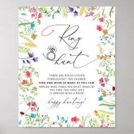 Wildblumen Ring Hunt Brautparty Game Sign Poster