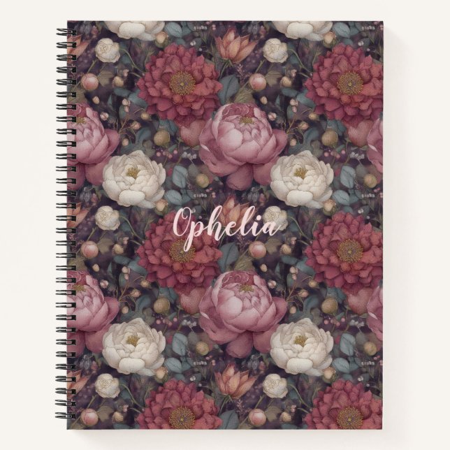 Wildblumen-Rosa-Garten Personalisiert Notizbuch (Vorderseite)