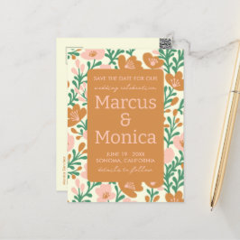 Wildblumen Rosa Grüne Gewohnheit Save the Date Postkarte