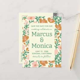 Wildblumen Rosa Grüne Gewohnheit Save the Date Postkarte