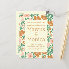 Wildblumen Rosa Grüne Gewohnheit Save the Date Postkarte