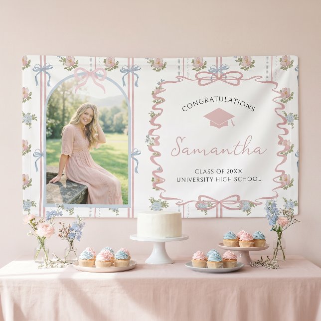 Wildblumen-Rosa-Schleife-Abschlussfeier Banner (Von Creator hochgeladen)