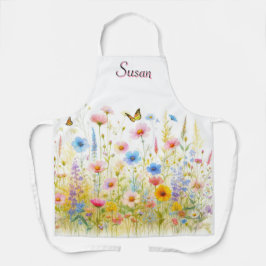 Wildblumen Rosa und Blau Blütenblütendruck Schürze