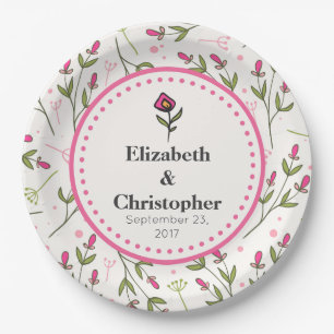 Wildblumen - Rosa und orangefarbene Petalen Hochze Pappteller