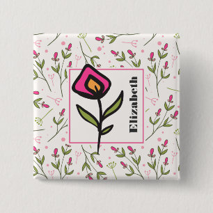 Wildblumen - Rosa und orangefarbene Petalen Person Button