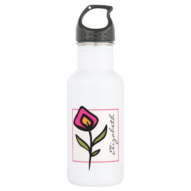 Wildblumen - Rosa und orangefarbene Petalen Person Edelstahlflasche (Vorderseite)