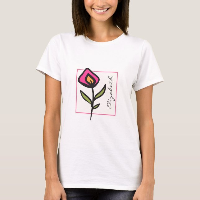 Wildblumen - Rosa und orangefarbene Petalen Person T-Shirt (Vorderseite)