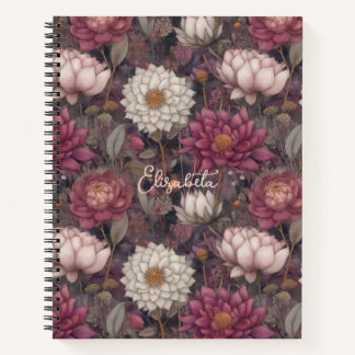 Wildblumen-Rosa- und Weißgarten personalisiert Notizbuch
