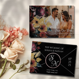 Wildblumen Rose Gold Save the Date Fotokarte