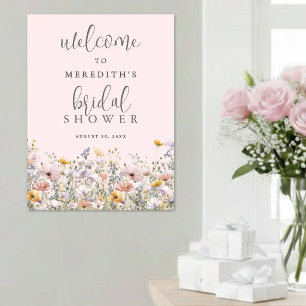 Wildblumen-Rosé-Hochzeitsdusche Poster