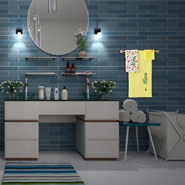 Wildblumen Rot grün Badhandtuch Set (Von Creator hochgeladen)