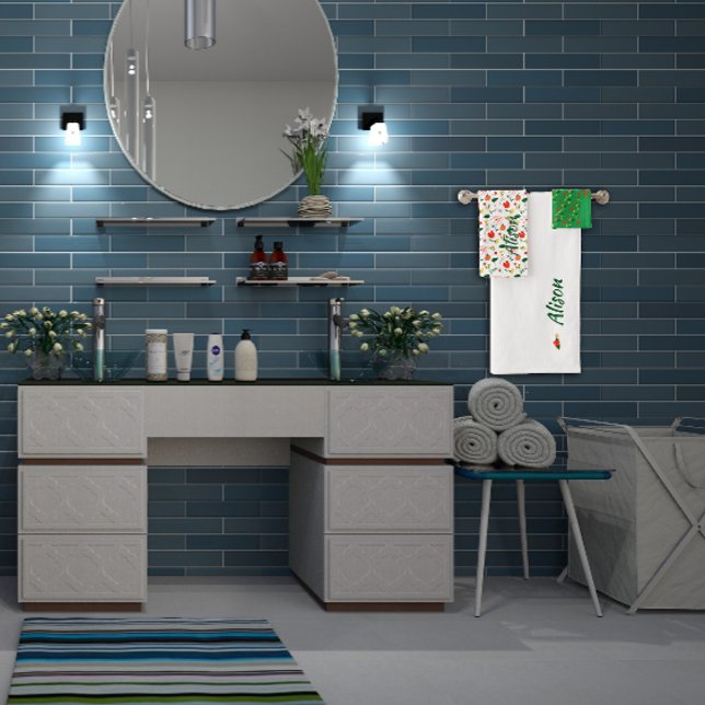 Wildblumen Rot grün Badhandtuch Set (Von Creator hochgeladen)