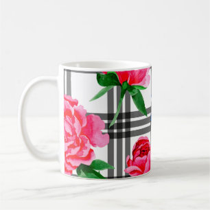 Wildblumen rote und blaue Pfingstrosen Blumenmuste Kaffeetasse